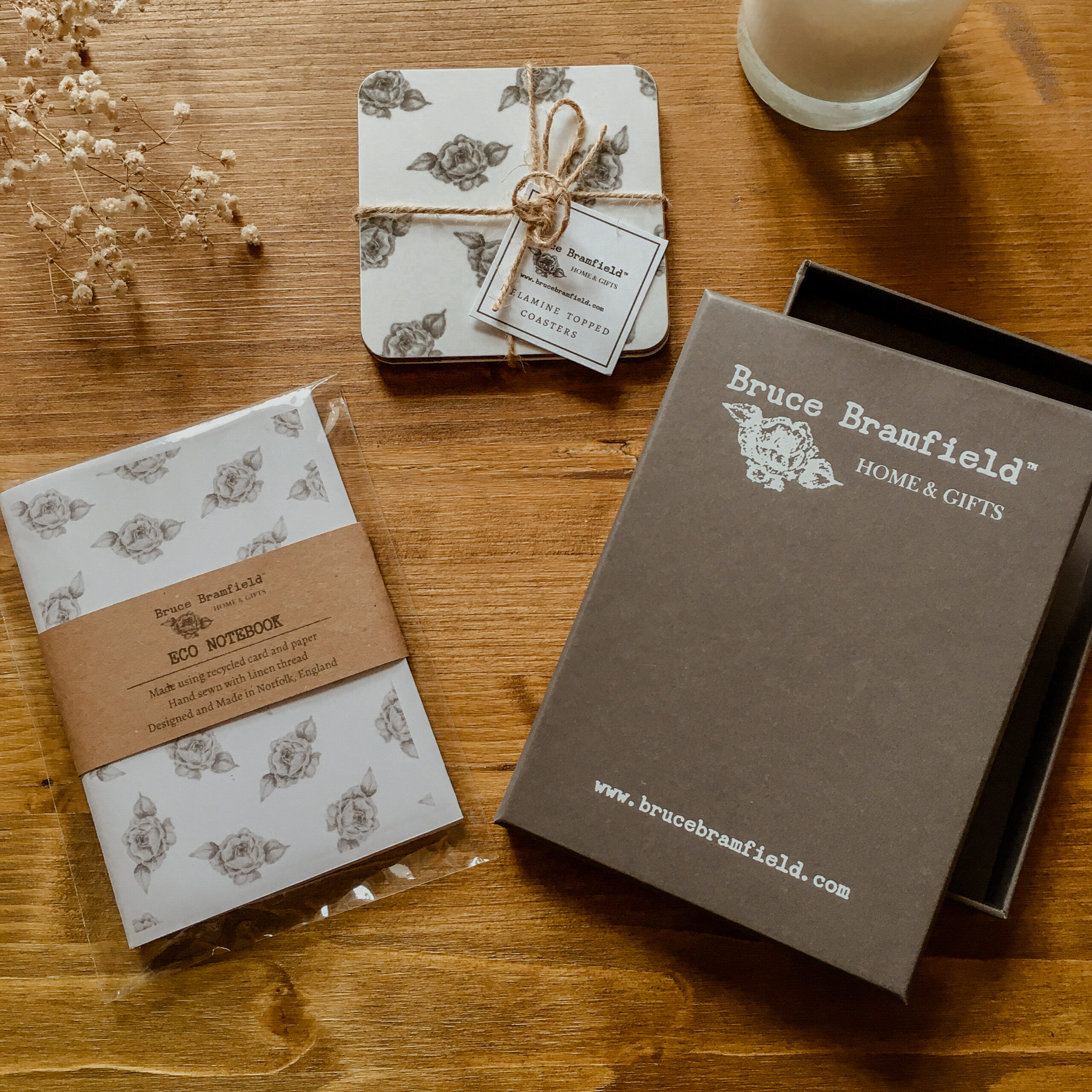 Roses Coaster and Eco Notebook Set
