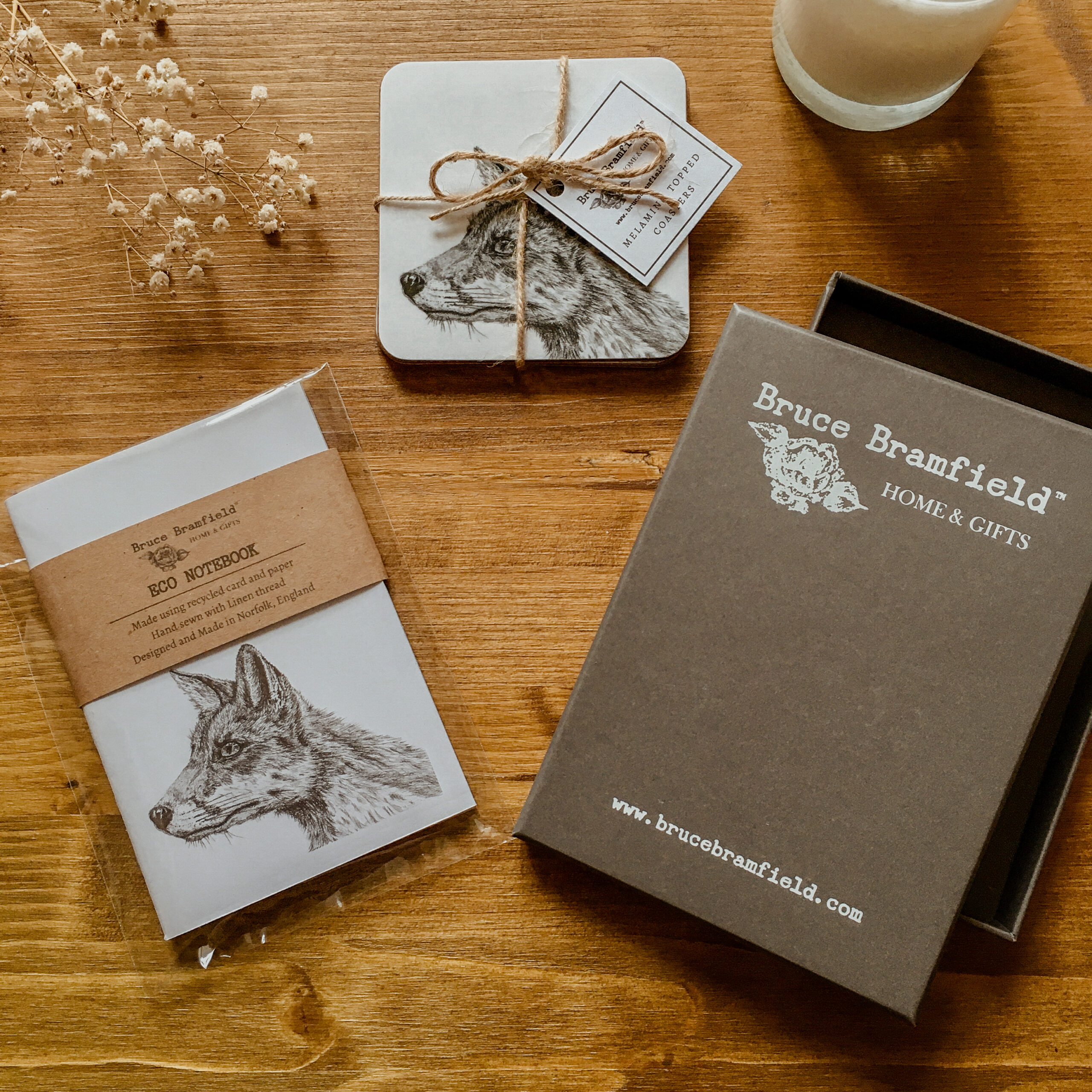 Fox Coaster and Eco Notebook Set